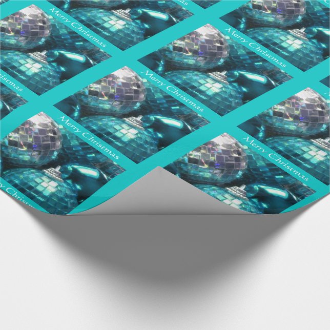 Regalo Papel de envoltura Blue Baubles Merry Christmas (Esquina)