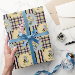 Regalo Papel de envoltura brillante de patrón de abeja