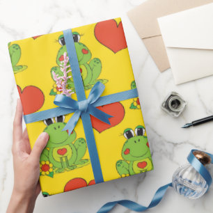 Regalo Papel de envoltura brillante de patrón de rana