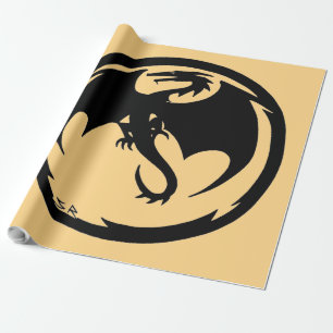 Regalo Papel de envoltura brillante dorado del Dragón Neg