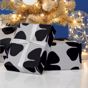 Regalo Papel de envoltura brillante gris negro de Clover 