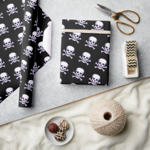 Regalo Papel de envoltura brillante negro Skull n Bones