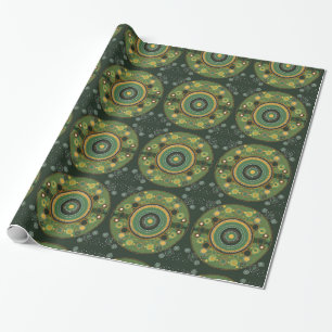 Regalo Papel de envoltura brillante verde estilo arte abo
