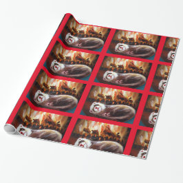 Regalo Papel de envoltura con chimenea de hurón durmiente