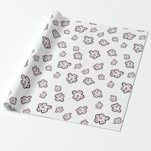 Regalo papel de envoltura con motivos de flor rosa