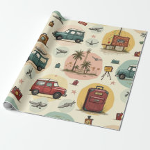 Papel De Envoltura Con Patrón De Viaje