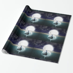 Regalo papel de envoltura de ángel de luna de gótico