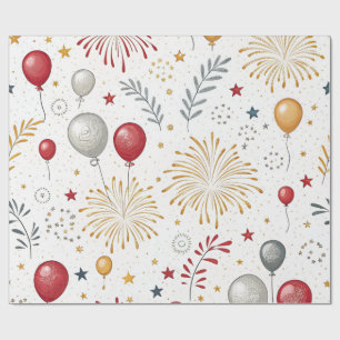 Regalo papel de envoltura de año nuevo para fuegos artifi