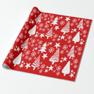 Regalo Papel de envoltura de árbol de navidad rojo
