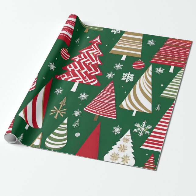 Regalo papel de envoltura de árboles de navidad (Desenrollado)