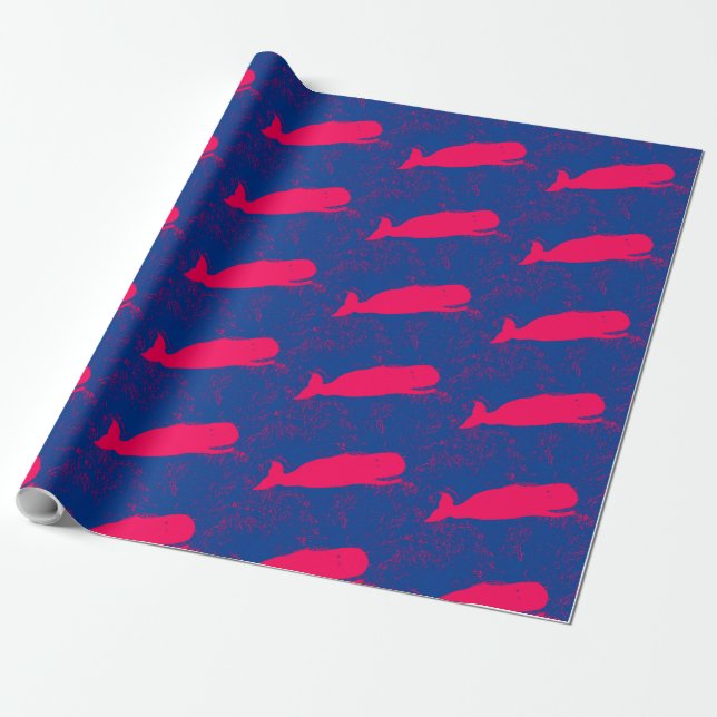 Regalo papel de envoltura de ballenas rojas (Desenrollado)