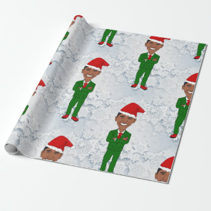 Regalo papel de envoltura de barack obama santas