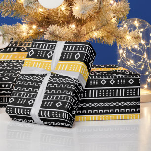 Regalo Papel De Envoltura De Barro Amarillo Y Negro Moder