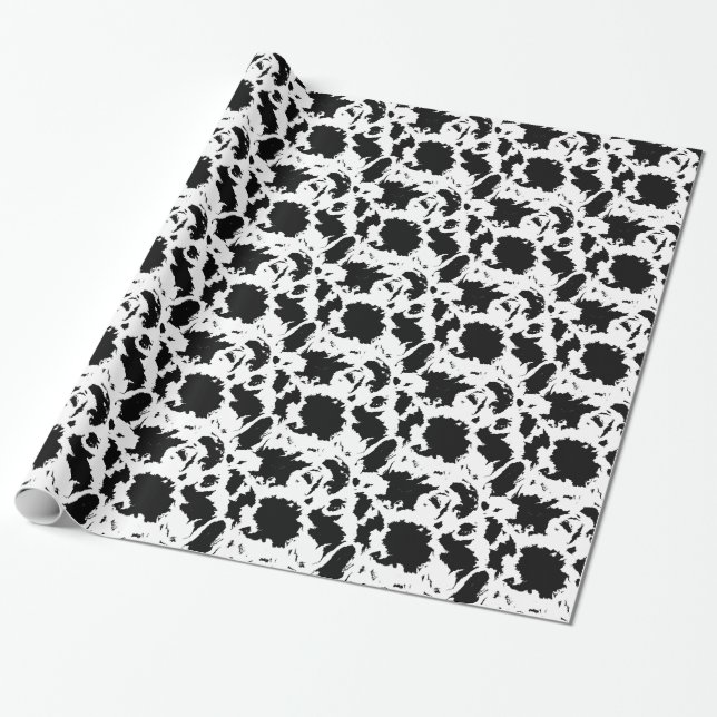 Regalo Papel De Envoltura De Blobs Negros Y Blancos (Desenrollado)