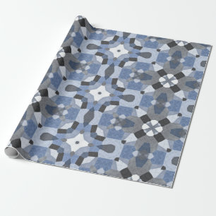 Regalo papel de envoltura de caleidoscopio azul
