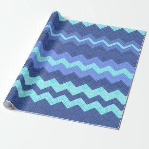 Regalo papel de envoltura de chevron azul