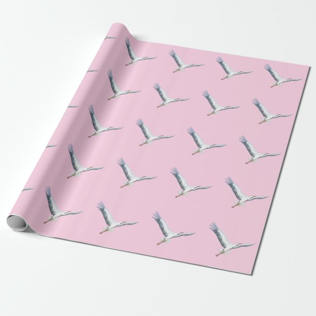 Regalo Papel de envoltura de cigüeñas blancas (Desenrollado)