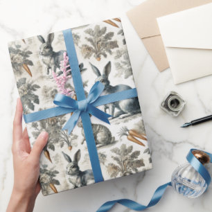 Regalo Papel de envoltura de conejo de Pascua - gris y bl