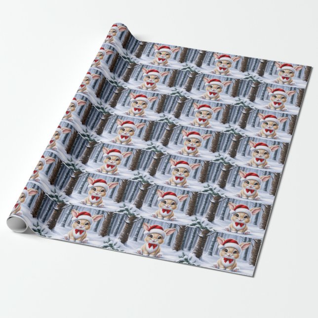 Regalo Papel de envoltura de conejo de Santa Hat (Desenrollado)