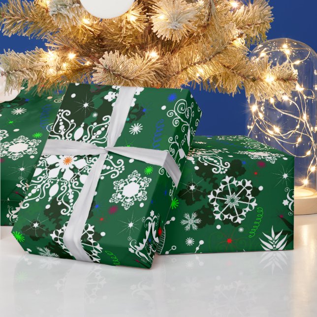 Regalo Papel de envoltura de copos de nieve para Navidade (Vacaciones)