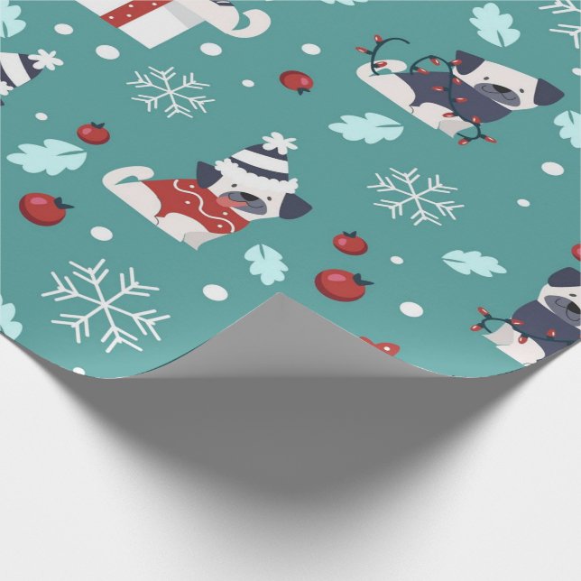 Regalo Papel de envoltura de cute Pugs (Esquina)
