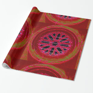 Regalo papel de envoltura de diseño de mandala roja