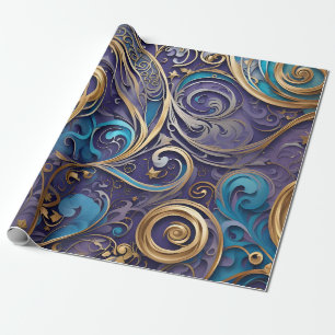Regalo papel de envoltura de espirales de filigree