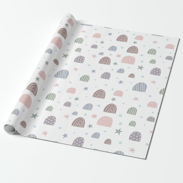 Regalo papel de envoltura de estrellas de arcoiris modern (Desenrollado)