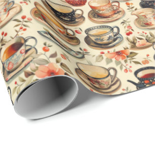 Regalo Papel de envoltura de fiesta de té divertido