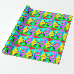 Regalo papel de envoltura de flores de estrella clásica
