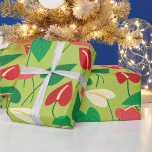 Regalo Papel de envoltura de flores de flamingo coloridas