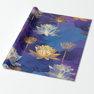 Regalo papel de envoltura de flores de loto