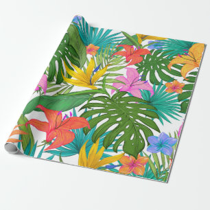 Regalo papel de envoltura de flores tropicales