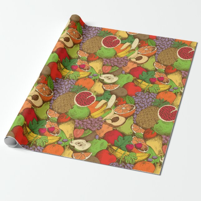 Regalo Papel de envoltura de fruta tropical (Desenrollado)