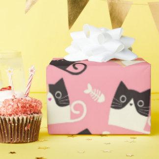 Regalo Papel de envoltura de gato lindo rosado