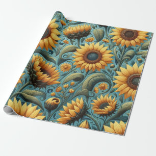 Regalo papel de envoltura de girasol