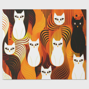 Regalo Papel de envoltura de Halloween para gato blanco n