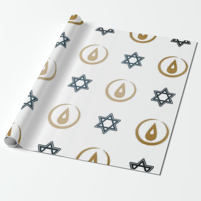 Regalo papel de envoltura de hanukkah (Desenrollado)