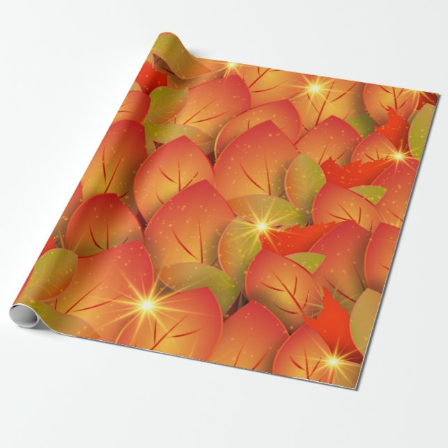 Regalo papel de envoltura de hojas de otoño (Desenrollado)