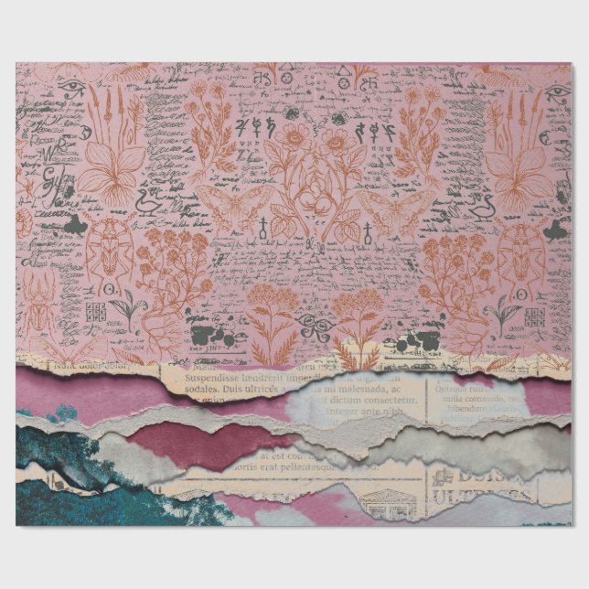 Regalo papel de envoltura de manuscritos botánicos (Superficie plana)