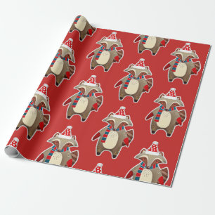 Regalo Papel de envoltura de mapache para navidades