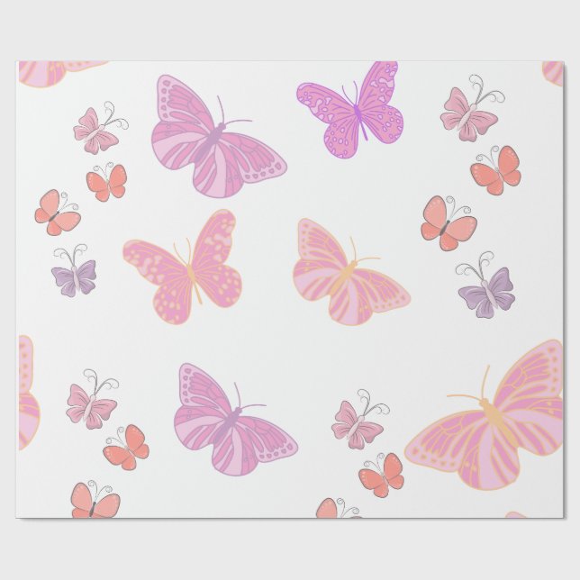 Regalo papel de envoltura de mariposa (Superficie plana)