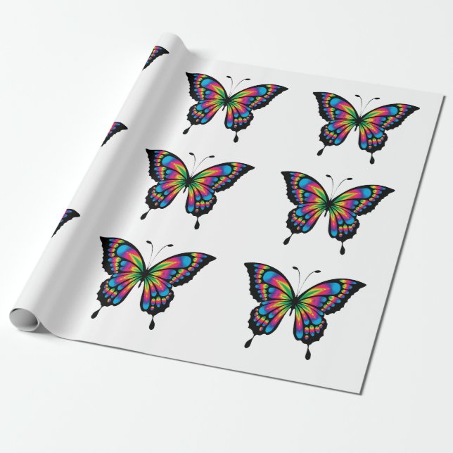 Regalo papel de envoltura de mariposa arco iris (Desenrollado)