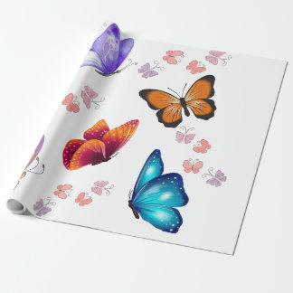 Regalo papel de envoltura de mariposas