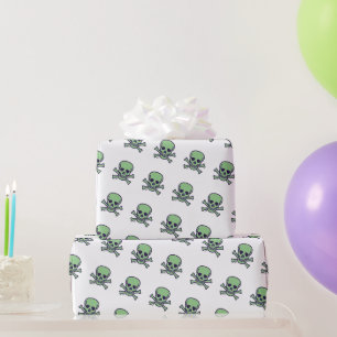 Regalo Papel de envoltura de mate blanco de cráneo verde