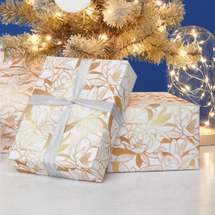 Regalo Papel de envoltura de motivos florales en blanco y