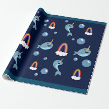 Papel de envoltura de Narwhal, Bubbles y arcoiris