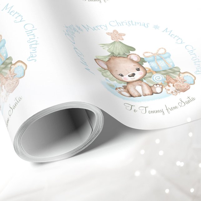 Regalo Papel de envoltura de Navidades de pelo para el no (Cute Christmas wrapping paper for Baby Boy name)