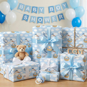 Regalo Papel de envoltura de niño bebé con parto de cigüe