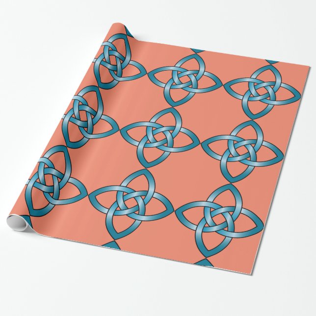 Regalo papel de envoltura de nudo celta azul (Desenrollado)
